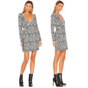 NWT REVOLVE Lovers + Friends Merida black & white animal print wrap dress